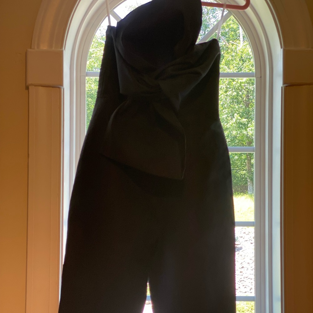 Alexia Maria Silk Faille Twisted Bow Jumpsuit. Size 4. Retail $706 - Picture 11 of 12